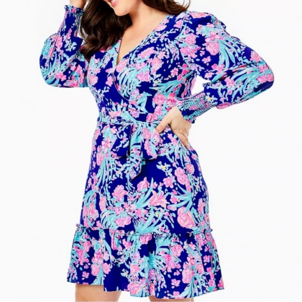 NWT Lilly Pulitzer Rosie Stretch Dress Womens size 12 Navy Blue Turquoise Pink